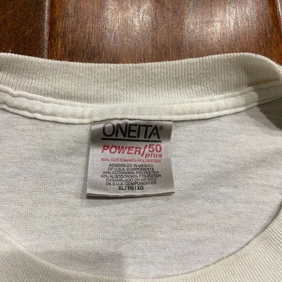 Oneita Vintage 90s Single Stitch Hollywood LA White Travel T-Shirt Mens XL - Picture 6 of 8